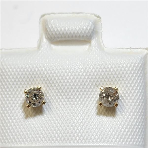 14K Gold Diamond Solitaire Stud Earrings Suggested Retail Value $400.00