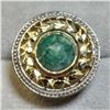 Image 1 : Silver 2 tone natural emerald ring Suggested Retail Value $300.00