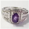 Image 1 : Silver Amethyst Cubic Zirconia Ring (~Size 7)(Ring is resizable for $40) (~length 0inches) (~weight 