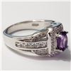 Image 3 : Silver Amethyst Cubic Zirconia Ring (~Size 7)(Ring is resizable for $40) (~length 0inches) (~weight 