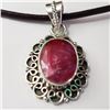 Image 1 : Silver Ruby W/ Cord Pendant (~Size 0) (~length 0inches) (~weight 4.49g), Suggested Retail Value $200
