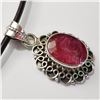 Image 2 : Silver Ruby W/ Cord Pendant (~Size 0) (~length 0inches) (~weight 4.49g), Suggested Retail Value $200