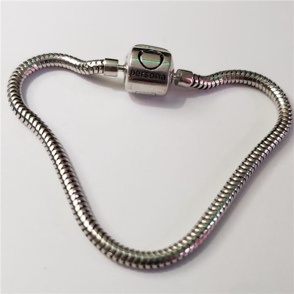 Silver Pandora Style Bracelet (~Size 0) (~length 0inches) (~weight 8.9g), Suggested Retail Value $24