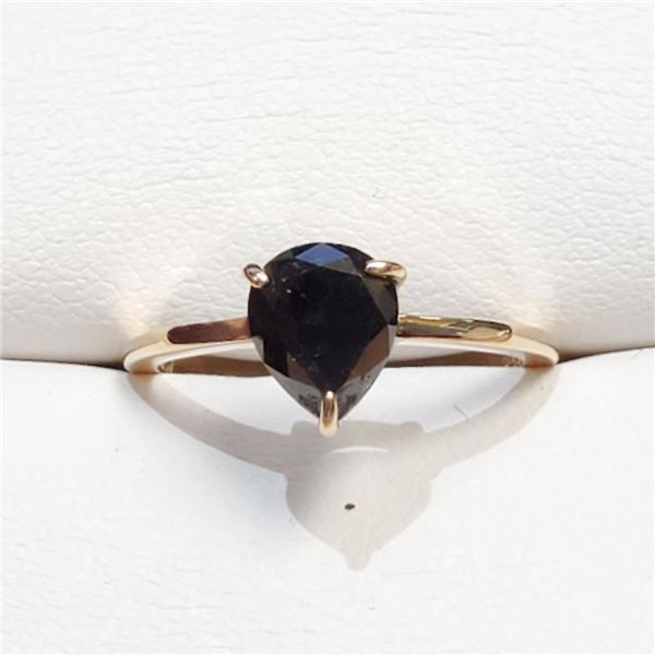 14K Yellow Gold Black Diamond(1.5ct) Ring (~Size 0) (~length 0 inches) (~weight 2.35g), Appraised Re