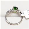 Image 4 : 14K White Gold Chrome Diopside(0.9ct) Diamonds(0.1ct) Ring (~Size 6.5) (~weight 1.81g), Appraised Re