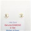 Image 1 : 14K Yellow Gold Diamond(0.1ct) Mother Of Pearls(0.35ct) Earrings (~Size 0) (~length 0 inches) (~weig