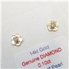 Image 3 : 14K Yellow Gold Diamond(0.1ct) Mother Of Pearls(0.35ct) Earrings (~Size 0) (~length 0 inches) (~weig