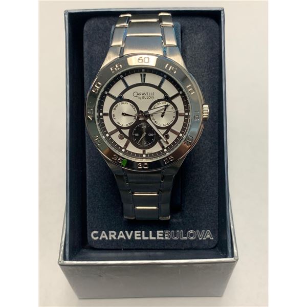 NEW Bulova Caravelle Model 43C101 Mens Silver Diver Style Wrist Watch with Box