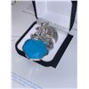 Image 2 : Natural Turquois 30.00 Carat .925 Silver Dragon sculpted Pendant with appraisal certificate $1100.00