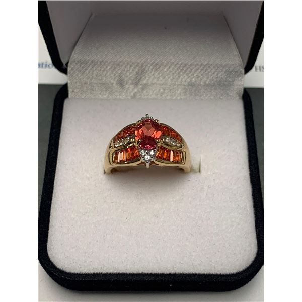 Ladies Natural Sapphire & Diamond 10K Gold, 2.66 Carat Round & Bagette Cut Stones Cluster Ring with 