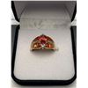 Image 1 : Ladies Natural Sapphire & Diamond 10K Gold, 2.66 Carat Round & Bagette Cut Stones Cluster Ring with 