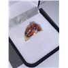 Image 3 : Ladies Natural Sapphire & Diamond 10K Gold, 2.66 Carat Round & Bagette Cut Stones Cluster Ring with 