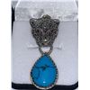 Image 1 : Natural Turquoise 30.00 carat .925 Silver Panther Pendant with appraisal certificate $1100.00