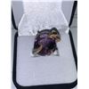 Image 1 : Ladies Oval Cut Amethyst 24.33 Carat Solitaire .925 Silver Cobra Ring with appraisal certificate $11