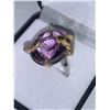 Image 2 : Ladies Oval Cut Amethyst 24.33 Carat Solitaire .925 Silver Cobra Ring with appraisal certificate $11