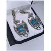 Image 3 : Set of .925 Silver Game of Thrones 8.77 Carat Turquoise Earrings with appraisal certificate $775.00