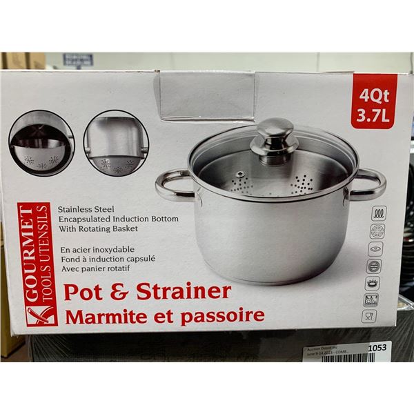 Gourmet Tools Stainless Steel Encapsulated Induction Bottom with Rotating Basket Pot & Strainer 3.7L