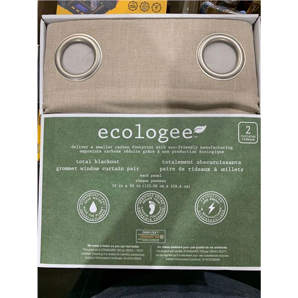 Ecologee Total Blackout Grommet Window Curtain 2 Pack 52"x90"