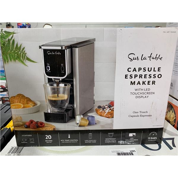NEW Sur La table Capsule Espresso Maker with LED Touch Screen Display