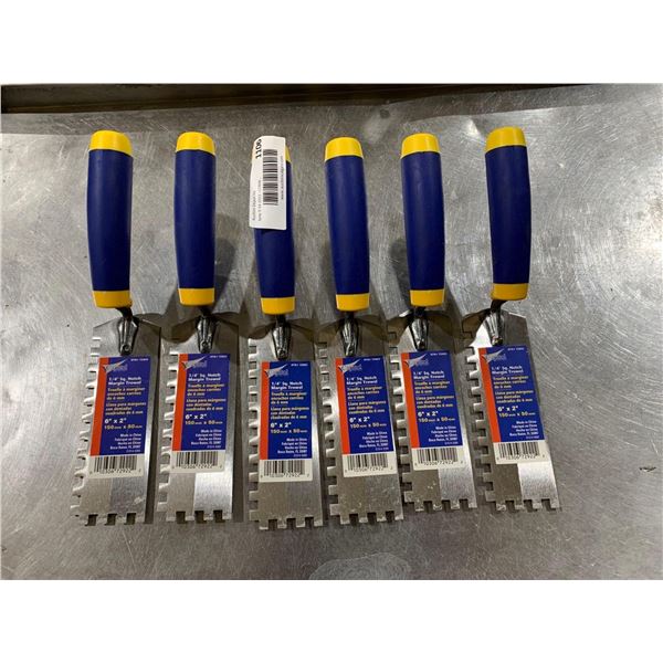 1/4" Sq Notch Margin Trowel 6"x2" Lot of 6