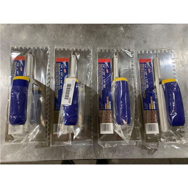 Capitol 1/4"x1/4"x1/4" Mega Grip Stainless Steel Notched Trowel Lot of 4