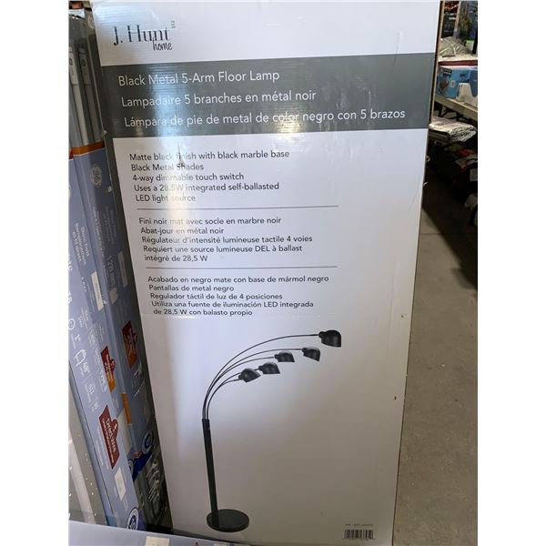 J.Hunt Home Black Metal 5 Arm Floor Lamp