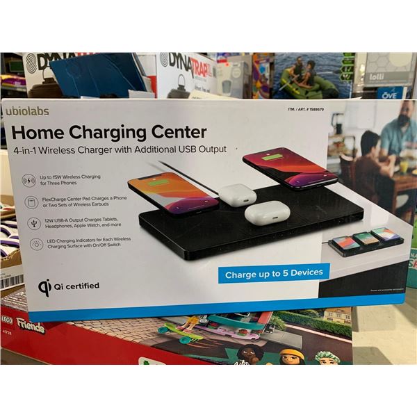 Ubiolabs Home Charging Center 4 in 1 Wireless Charger w/ Additional USB Outlet