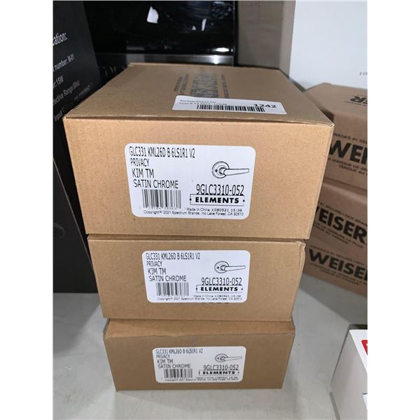 Weiser Elements Privacy Kim TM Satin Chrome 9GLC3310-052 Lot of 3