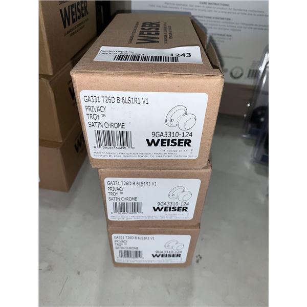 Weiser Privacy Try Satin Chrome 9GA3310-124 LOT of 3