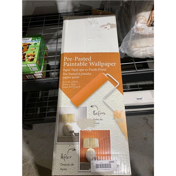 Pre-Pasted Paintable Textured Wallpaper  21" x33' - Lot of 4