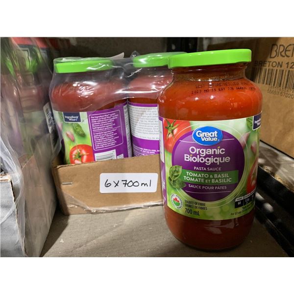 Great Value Organic Tomato Basil Pasta Sauce 6x700ml