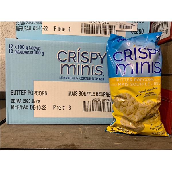 Crispy Minis Brown Rice Chips Butter Popcorn Flavor 12 x's 100g