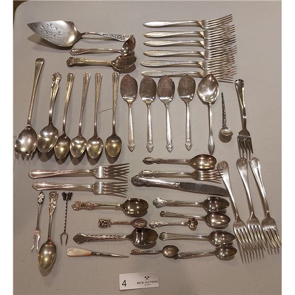 Collection of Silver Plate Cutlery and Serving Utensils including Jelly