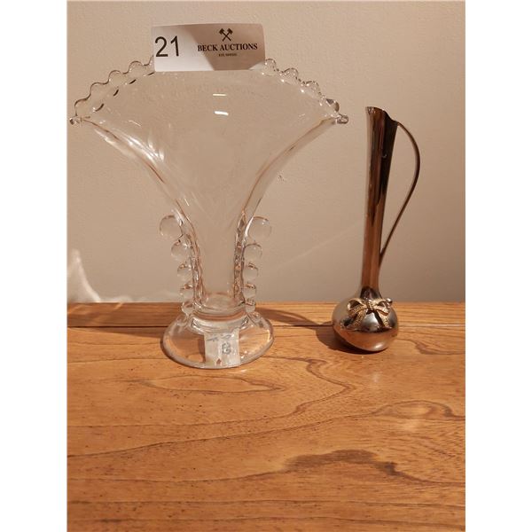 Candlewick Vase 8 1/2 H & Silver Coloured Vase