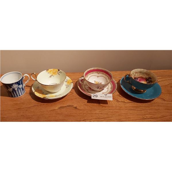 3 Assorted Cups & Saucers, Aynsley & Crown