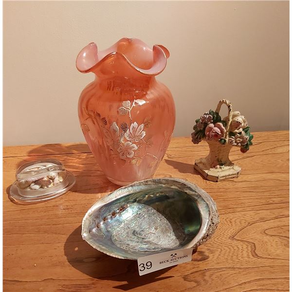 Assorted Home Decor, including Large Shell, Vase & More