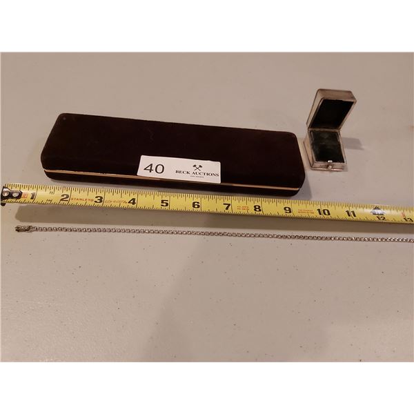 Rhinestone Necklace 15 inches (1Stone Missing) & Vintage Ring Box