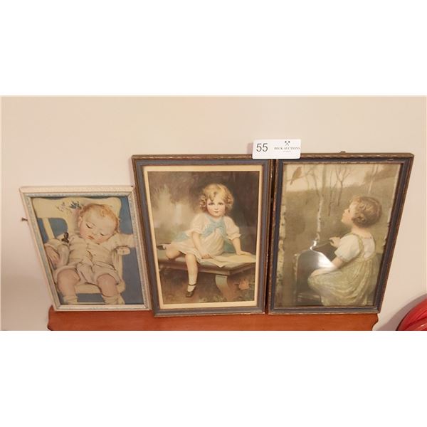 3 Framed Children Pictures