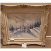 Image 3 : "Winter in Poland" Oil Painting Artist R. Mann - 27 1/2 x 23 1/2