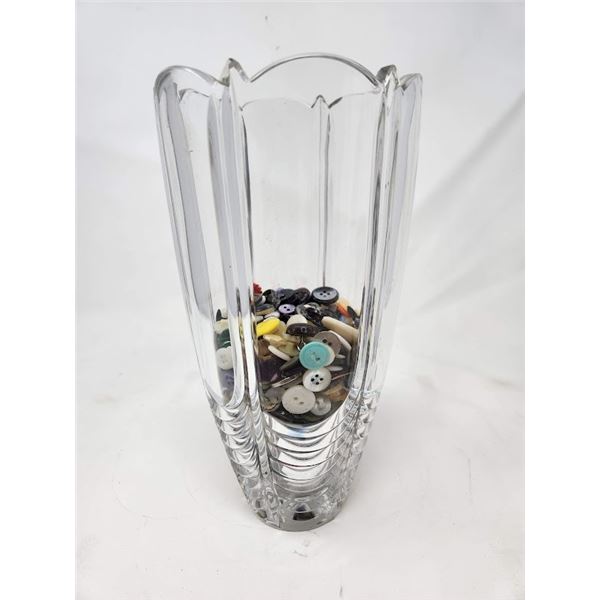 Crystal Vase with vintage buttons