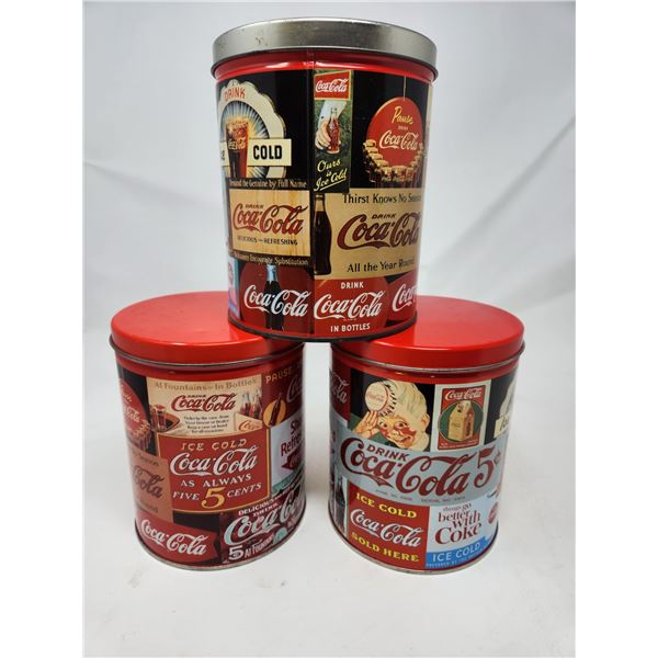 3 Coke collectible tins