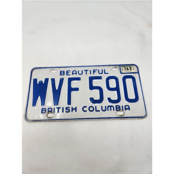 Vintage BC License Plate 7