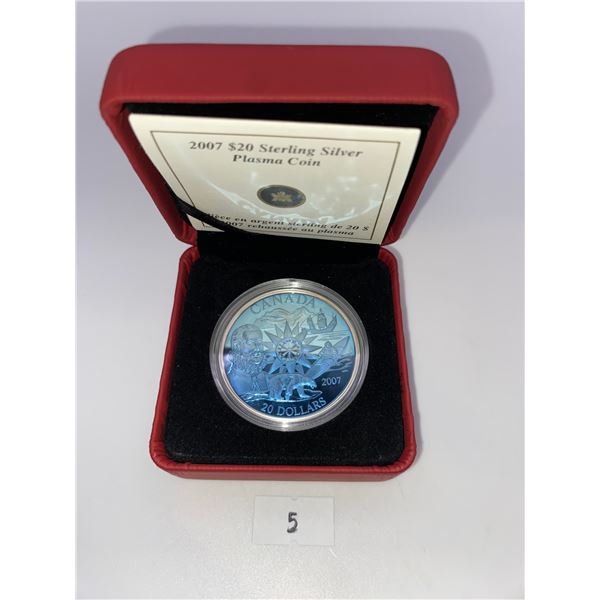 2007 Canada $20 International Polar Year Sterling Silver Plasma Coin
