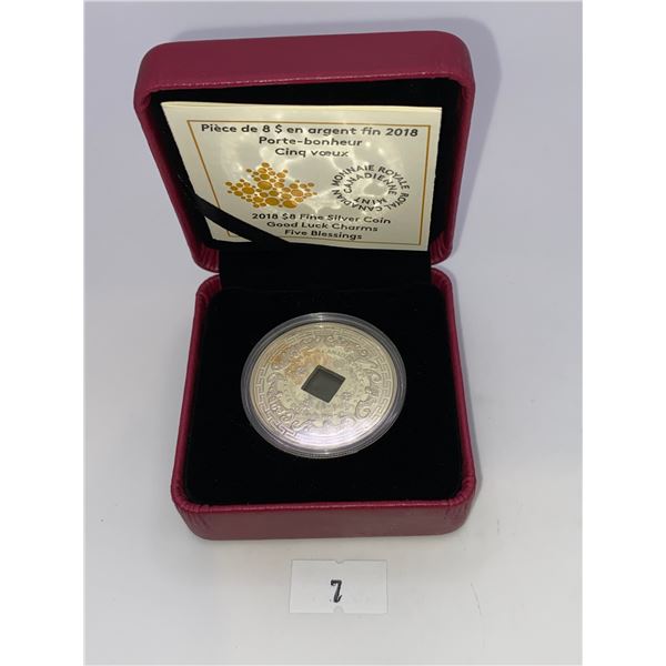 2018 Good Luck Charms Five Blessings $8 Fine Silver Coin