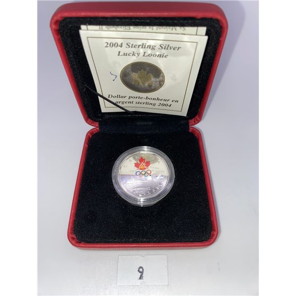 2004 Canada Proof Sterling Silver Coloured Lucky Loon Dollar.