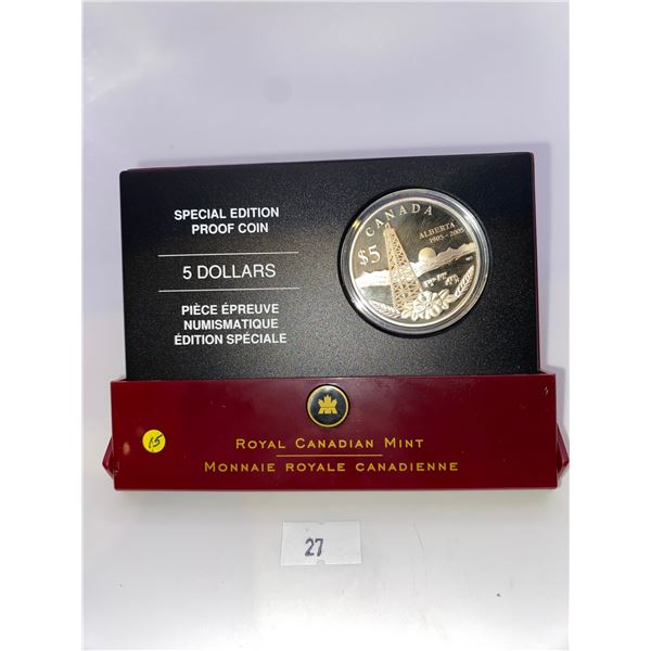 2005 Canada $5 Alberta's Centennial Special Edition Silver