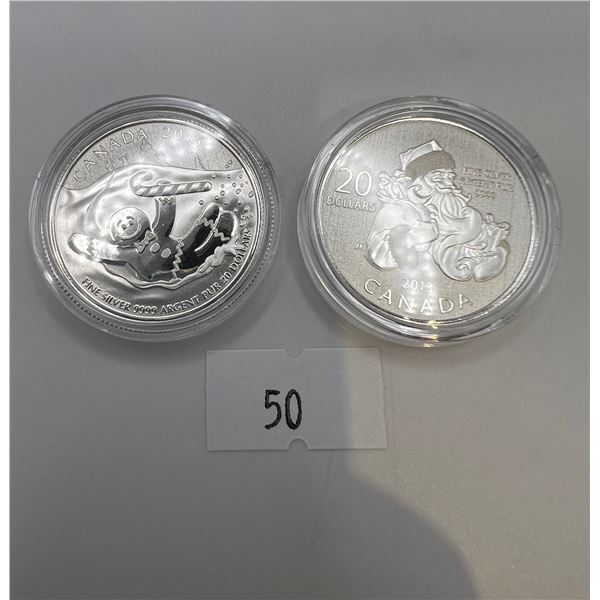 2 x  Fine Silver Canadian $20 Coins (Set 1)