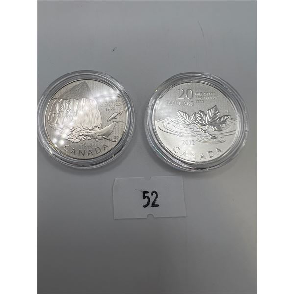 2 x  Fine Silver Canadian $20 Coins (Set 3)