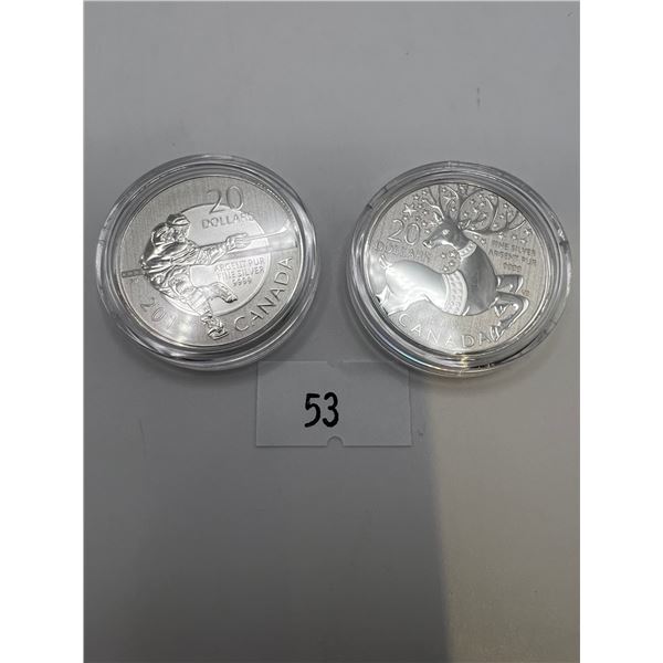 2 x  Fine Silver Canadian $20 Coins (Set 4)