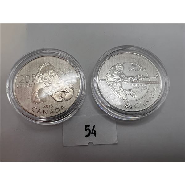 2 x  Fine Silver Canadian $20 Coins (Set 5)